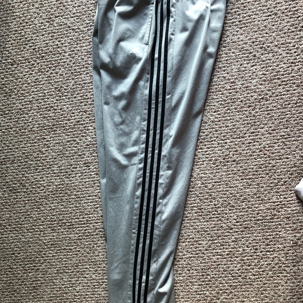 ADIDAS Silver Grey & black 3 Stripe Pants.